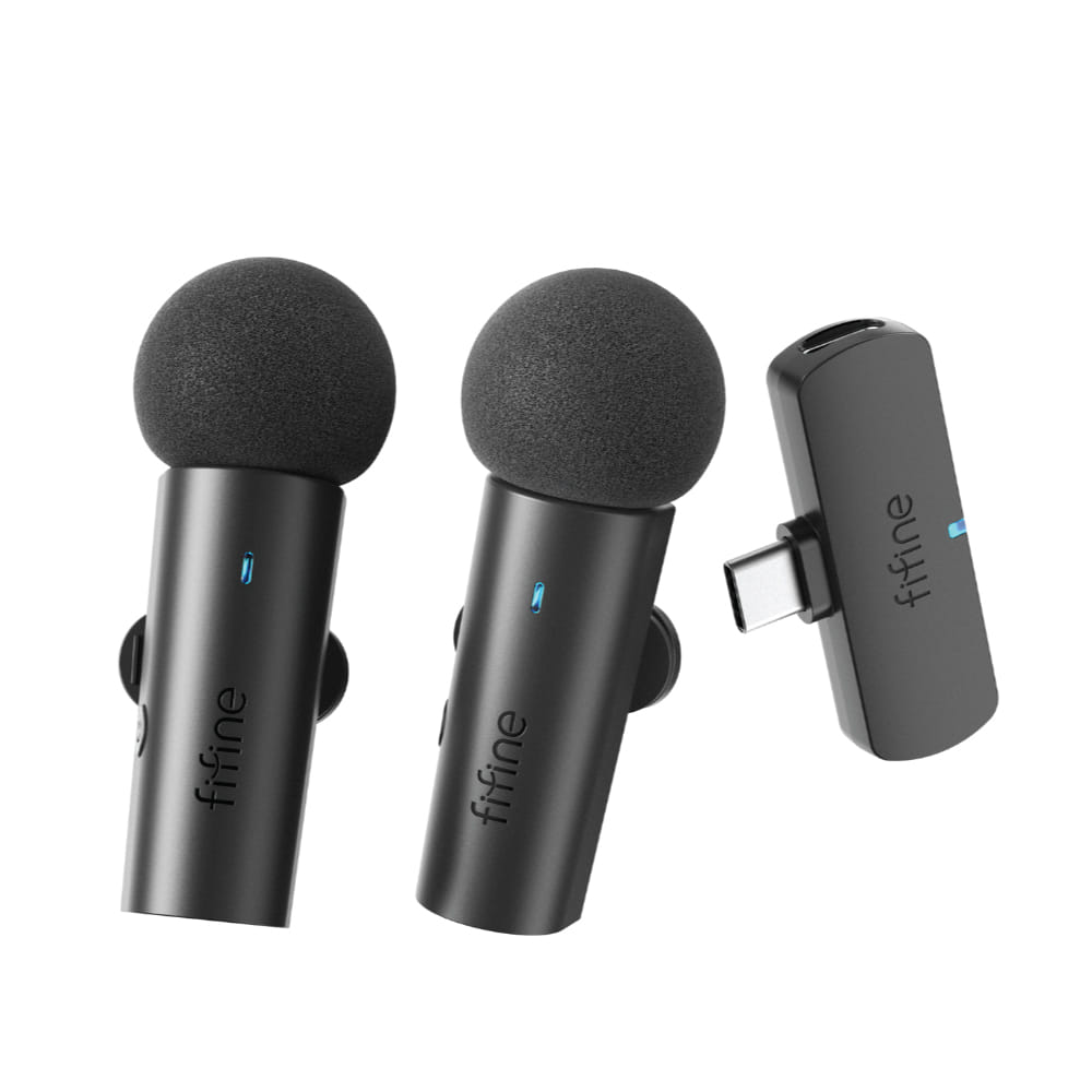 ไมโครโฟนไร้สาย FIFINE M8 DUAL WIRELESS LAPEL สีดำ_1