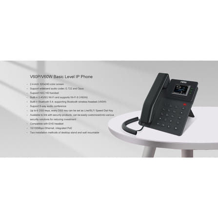 โทรศัพท์สำนักงาน FANVIL FNV-V60W สีดำ (BASIC-LEVEL IP PHONE)_10
