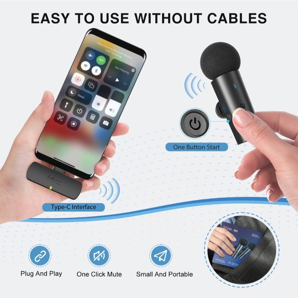 ไมโครโฟนไร้สาย FIFINE M8 DUAL WIRELESS LAPEL สีดำ_8