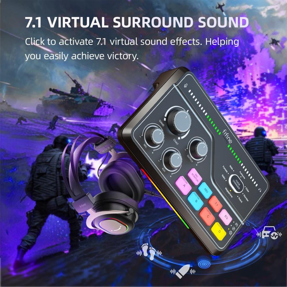 มิกเซอร์ FIFINE SC8 GAMING AUDIO MIXER สีดำ สำหรับสตรีมมิ่ง_3