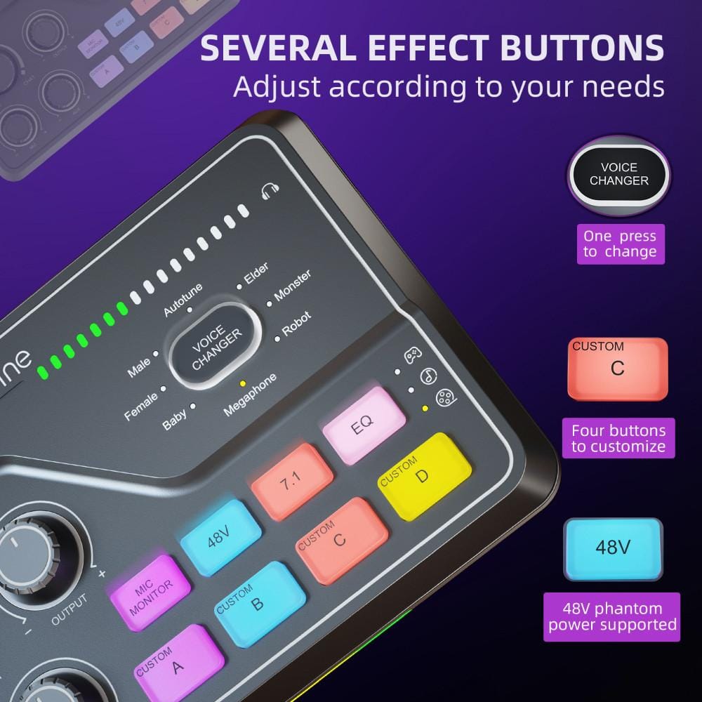 มิกเซอร์ FIFINE SC8 GAMING AUDIO MIXER สีดำ สำหรับสตรีมมิ่ง_4