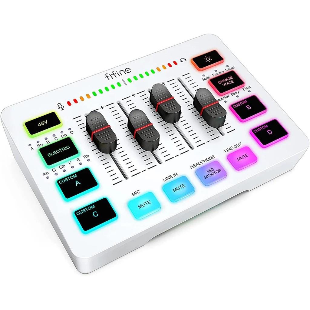 มิกเซอร์ FIFINE SC3 AMPLIGAME MIXER สีขาว ขนาดพกพา_0