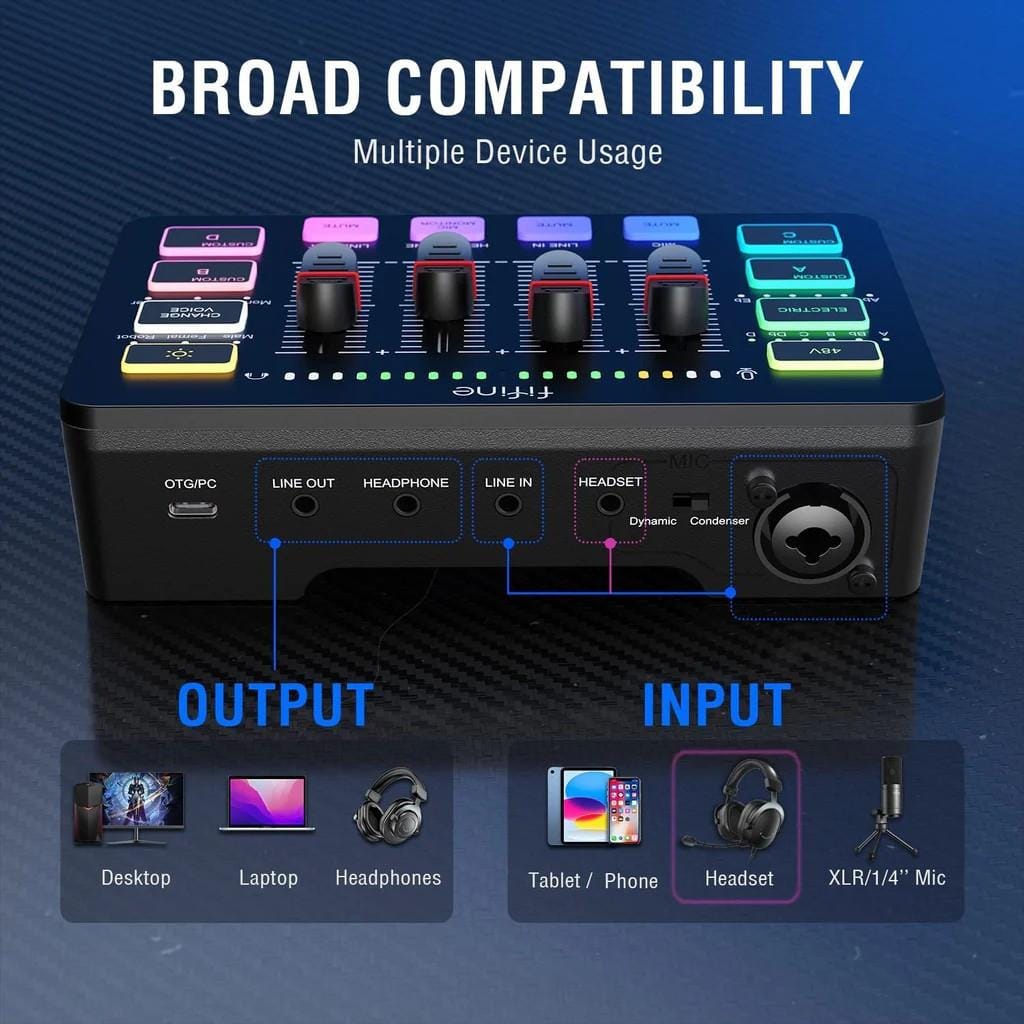 มิกเซอร์ FIFINE SC3 AMPLIGAME MIXER สีขาว ขนาดพกพา_2