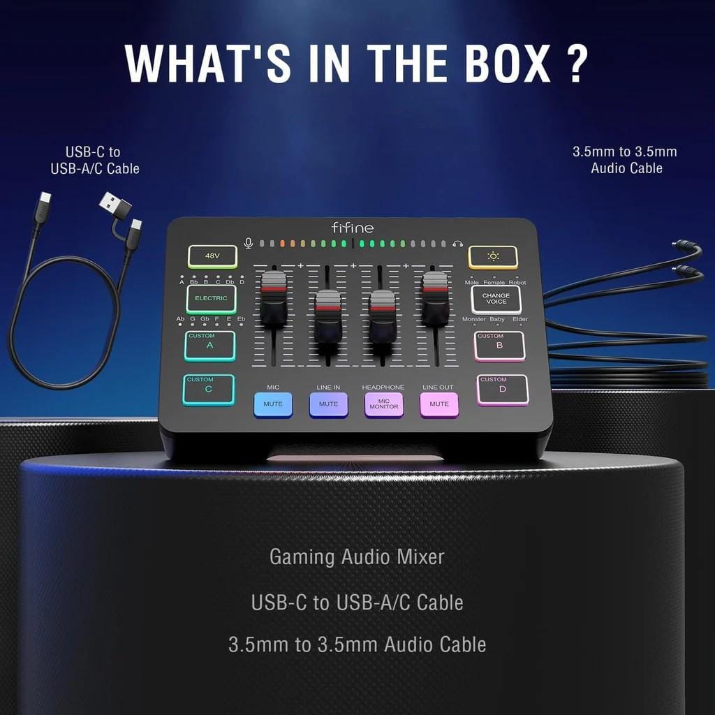 มิกเซอร์ขนาดพกพา FIFINE SC3 AMPLIGAME MIXER สีดำ_4