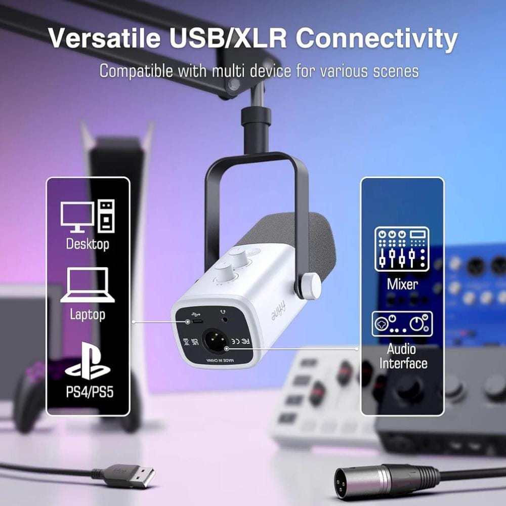 ไมโครโฟน FIFINE AMPLIGAME AM8 USB/XLR สีขาว_3