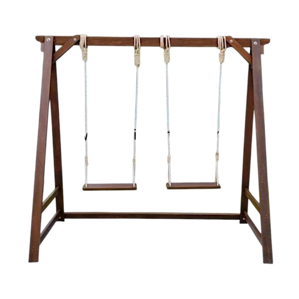 ชิงช้าไม้ 2 ที่นั่ง WINAIFURNITURE สีไม้ 200 ซม. หลังคาระแนงไม้ เชือกแขวน_3