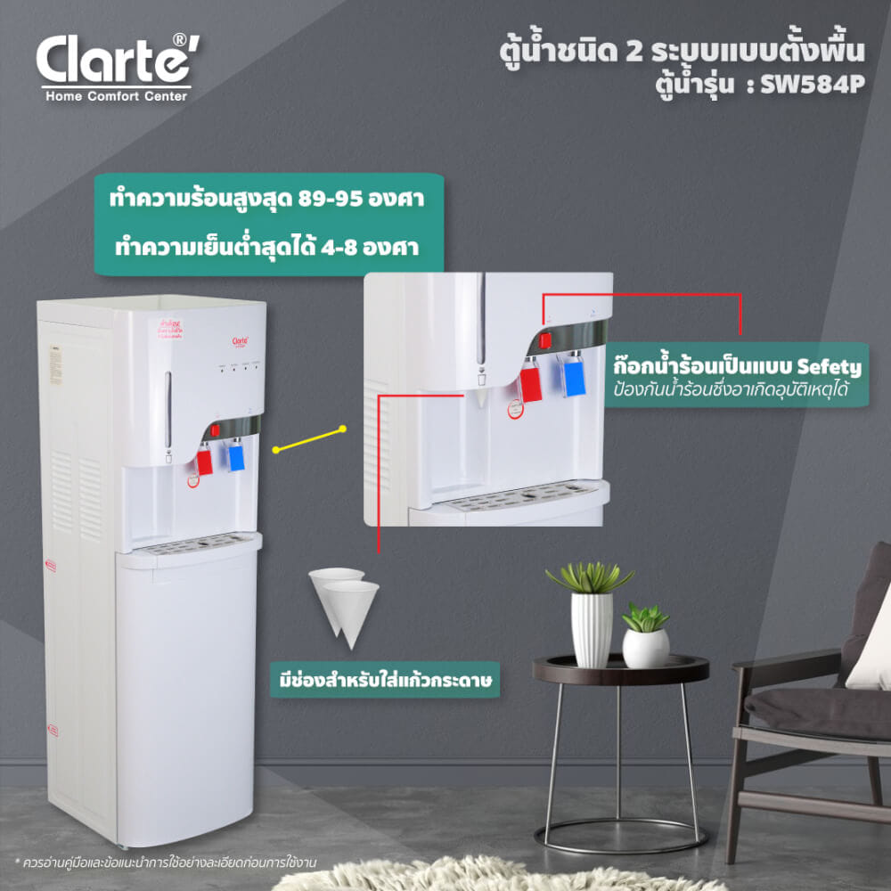 ตู้กดน้ำดื่ม ร้อน-เย็น CLARTE' รุ่น SW584P (ชนิดมีไส้กรองในตัว 4 ชิ้น)  ไม่รวมติดตั้ง_4