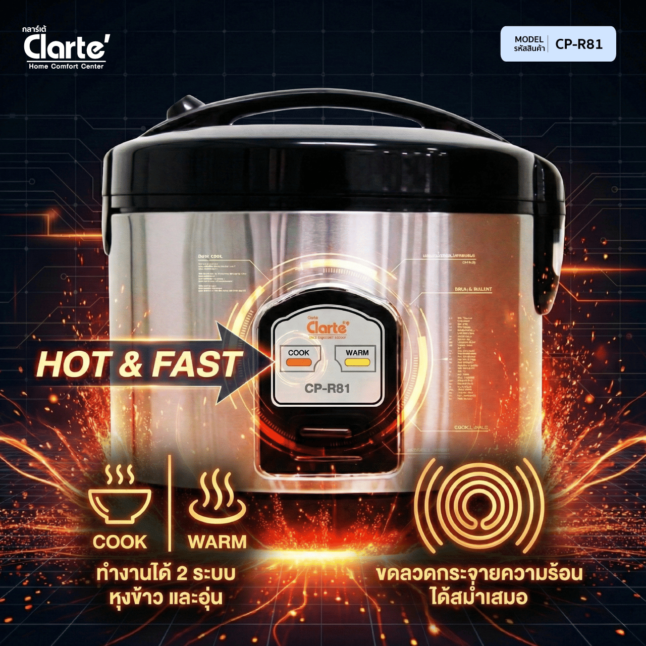 หม้อหุงข้าว MANUAL CLARTE' FRCP-R81 ขนาด 1.8 ลิตร_7