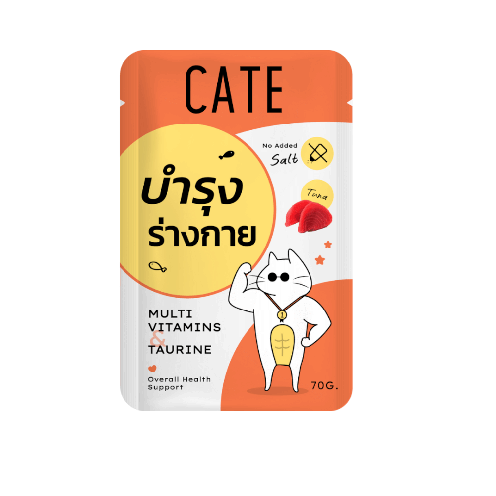 อาหารเปียกแมว CATE รสทูน่า ในน้ำเกรวี่ สูตรบำรุงร่างกาย มี TAURINE (1 ซอง 70G.)