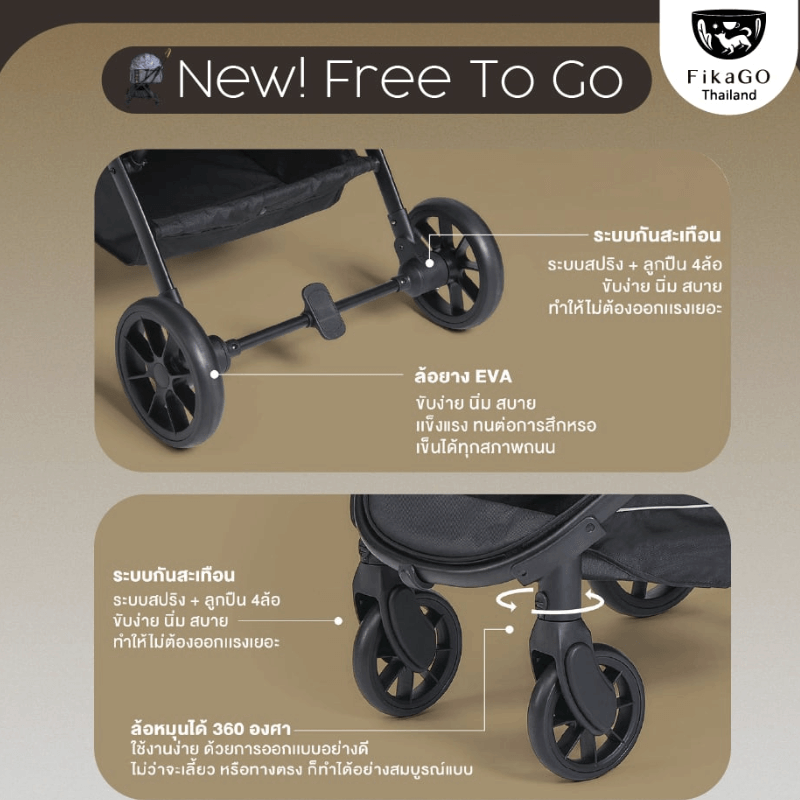 รถเข็นสัตว์เลี้ยงพับได้ FIKAGO รุ่น NEW FREE TO GO ลายดอกไม้ (รุ่นเบาที่สุด)_2