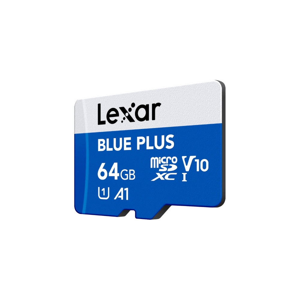 การ์ดหน่วยความจำ ไมโครเอสดีการ์ด LEXAR MICROSD CARD BLUE PLUS 64GB R100MB/S1 (LMSBLPL064G-BNANG) FOR SMARTPHONES TABLETS ACTION CAMERA_0