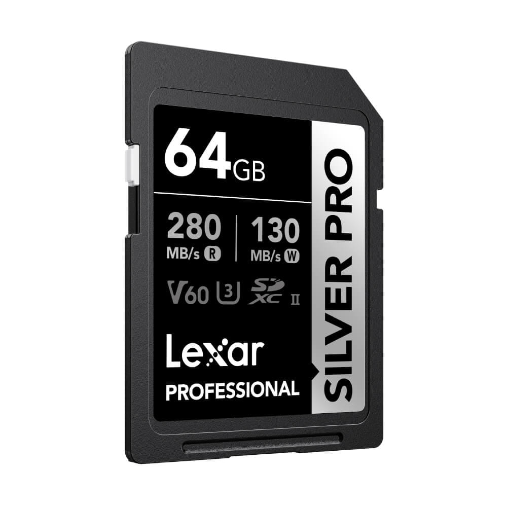 การ์ดหน่วยความจำ เอสดีการ์ด LEXAR SILVER PRO 64GB UHS-II U3 V60 SD CARD FULL-HD 3D 4K RW280/130MB/S (LSDSIPR064G)_0