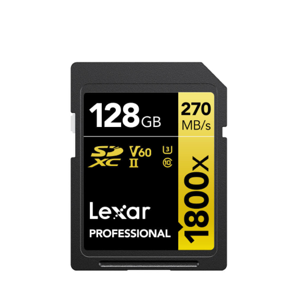 การ์ดหน่วยความจำ เอสดีการ์ด LEXAR SD1800X 128GB UHS-II U3 V60 SD CARD FULL-HD 3D 4K RW280/210MB/S (LSD1800128G) GOLD SERIES_0