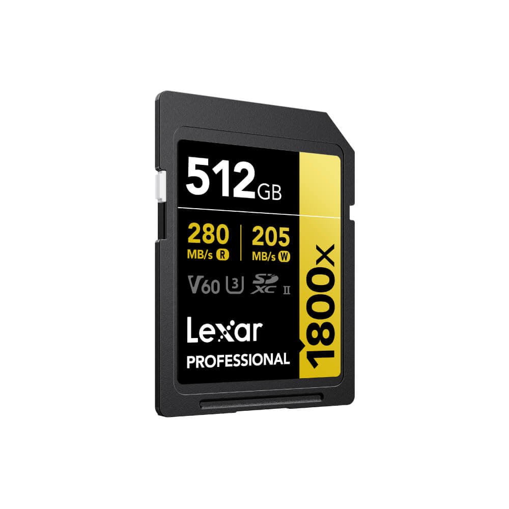 การ์ดหน่วยความจำ เอสดีการ์ด LEXAR SD1800X 512GB UHS-II U3 V60 SD CARD FULL-HD 3D 4K RW280/210MB/S (LSD1800512G) GOLD SERIES_1
