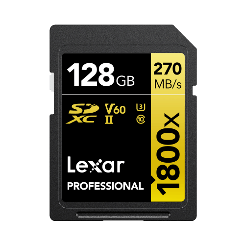 การ์ดหน่วยความจำ เอสดีการ์ด LEXAR SD1800X 128GB UHS-II U3 V60 SD CARD FULL-HD 3D 4K RW280/210MB/S (LSD1800128G) GOLD SERIES_1