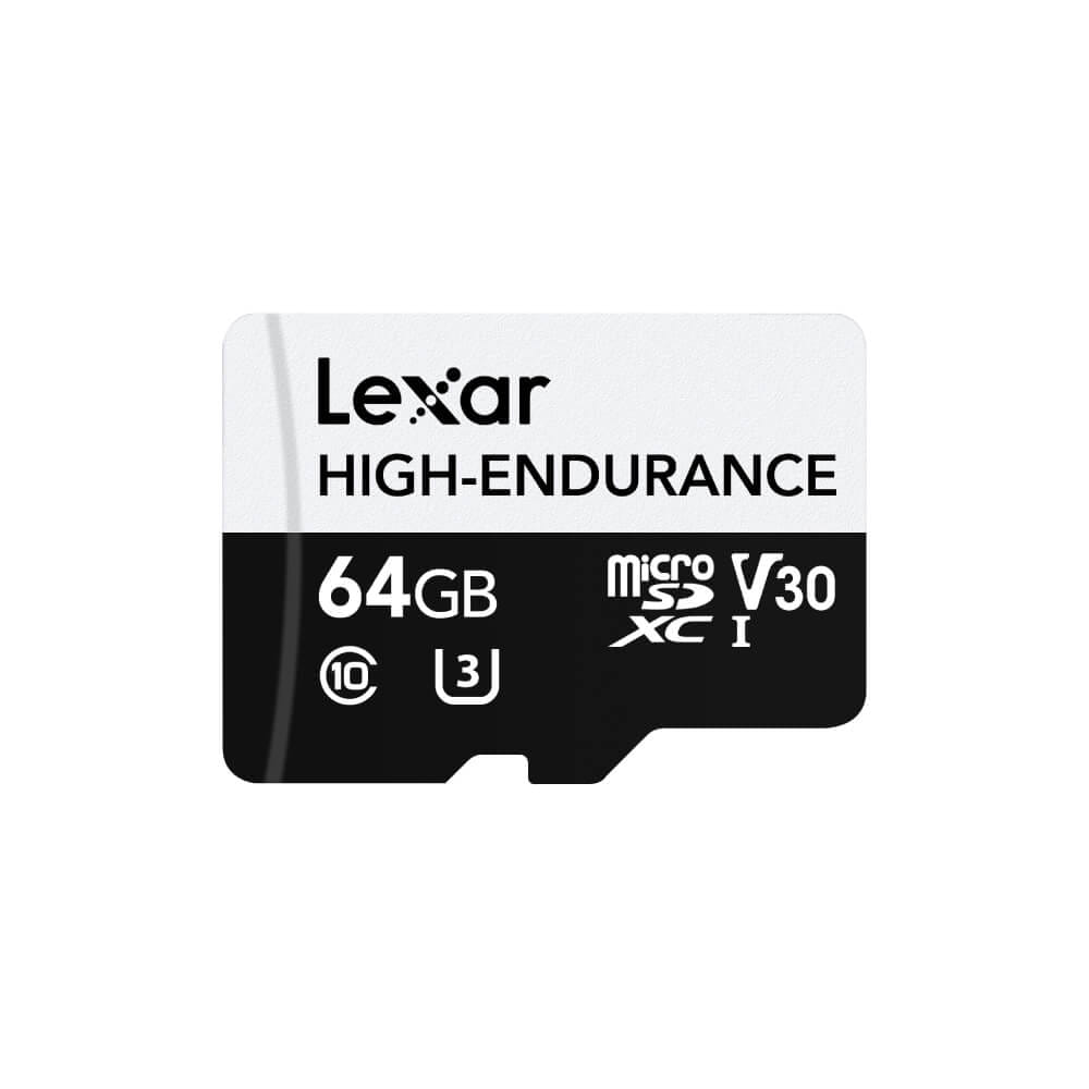 การ์ดหน่วยความจำ ไมโครเอสดีการ์ด LEXAR HIGH-ENDURANCE 64GB MICROSD CARD SPEED 100MB/S (LMSHGED064G) SUPPORTS 1080P FULL-HD AND 4K VIDEO_1