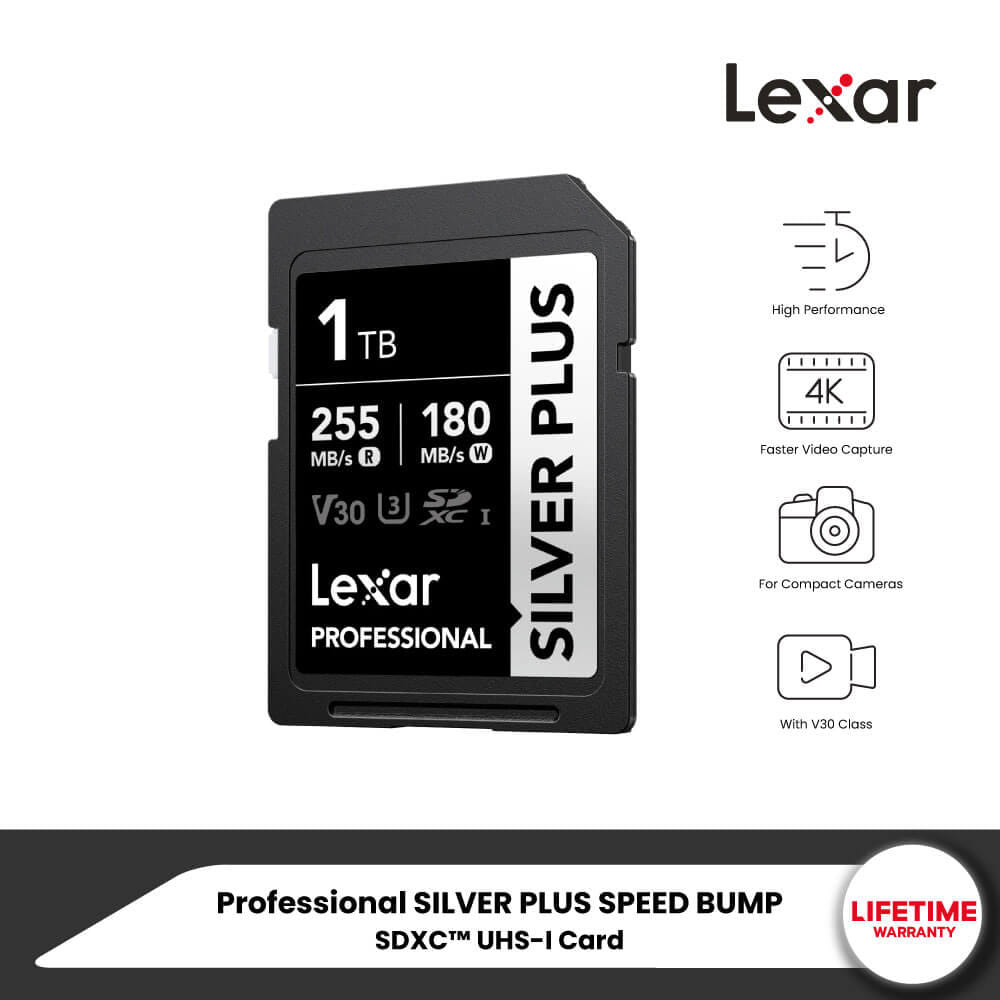 การ์ดหน่วยความจำ เอสดีการ์ด LEXAR SILVER PLUS 1TB UHS-I U3 V30 SD CARD SPEED BUMP FULL-HD 3D 4K RW255/180MB/S (LSDSIPL001T-BNNNG)_9