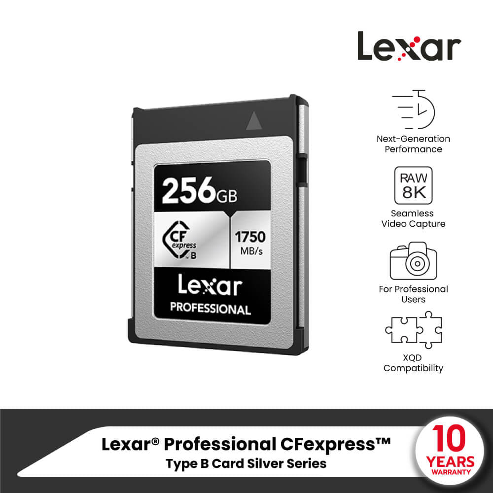 การ์ดหน่วยความจำ ซีเอฟเอ็กเพรสการ์ด LEXAR PROFESSIONAL CFEXPRESS TYPE B 256GB RW1750/1300MB/S RAW 8K XQD® COMPATIBLE (LCXEXSL256G-RNEN)_6