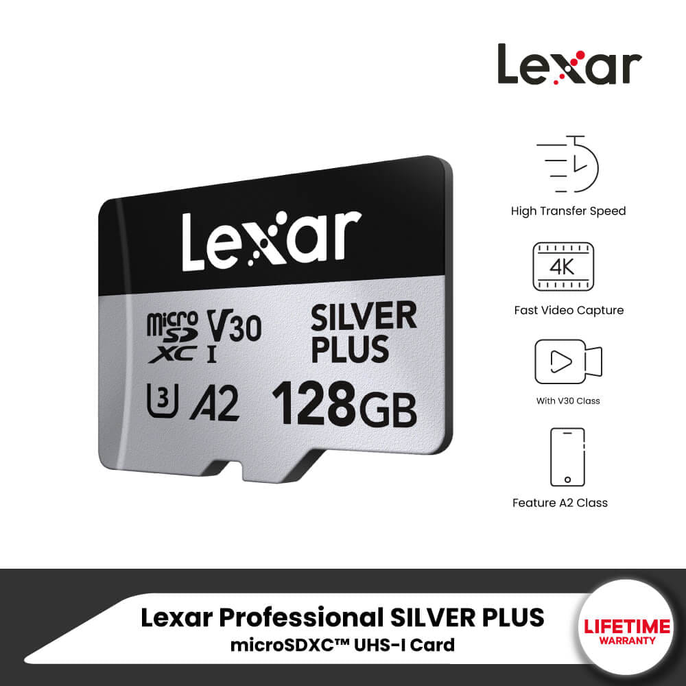 การ์ดหน่วยความจำ ไมโครเอสดีการ์ด LEXAR PROFESSIONAL SILVER PLUS MICROSD CARD 128GB READ 205MB/S WRITE150MB/S (LMSSIPL064G-BNANG)_6