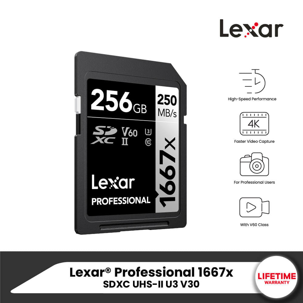 การ์ดหน่วยความจำ เอสดีการ์ด LEXAR SD1667X 256GB UHS-II U3 V60 SD CARD FULL-HD 3D 4K RW250/120MB/S (LSD256CB1667)_8