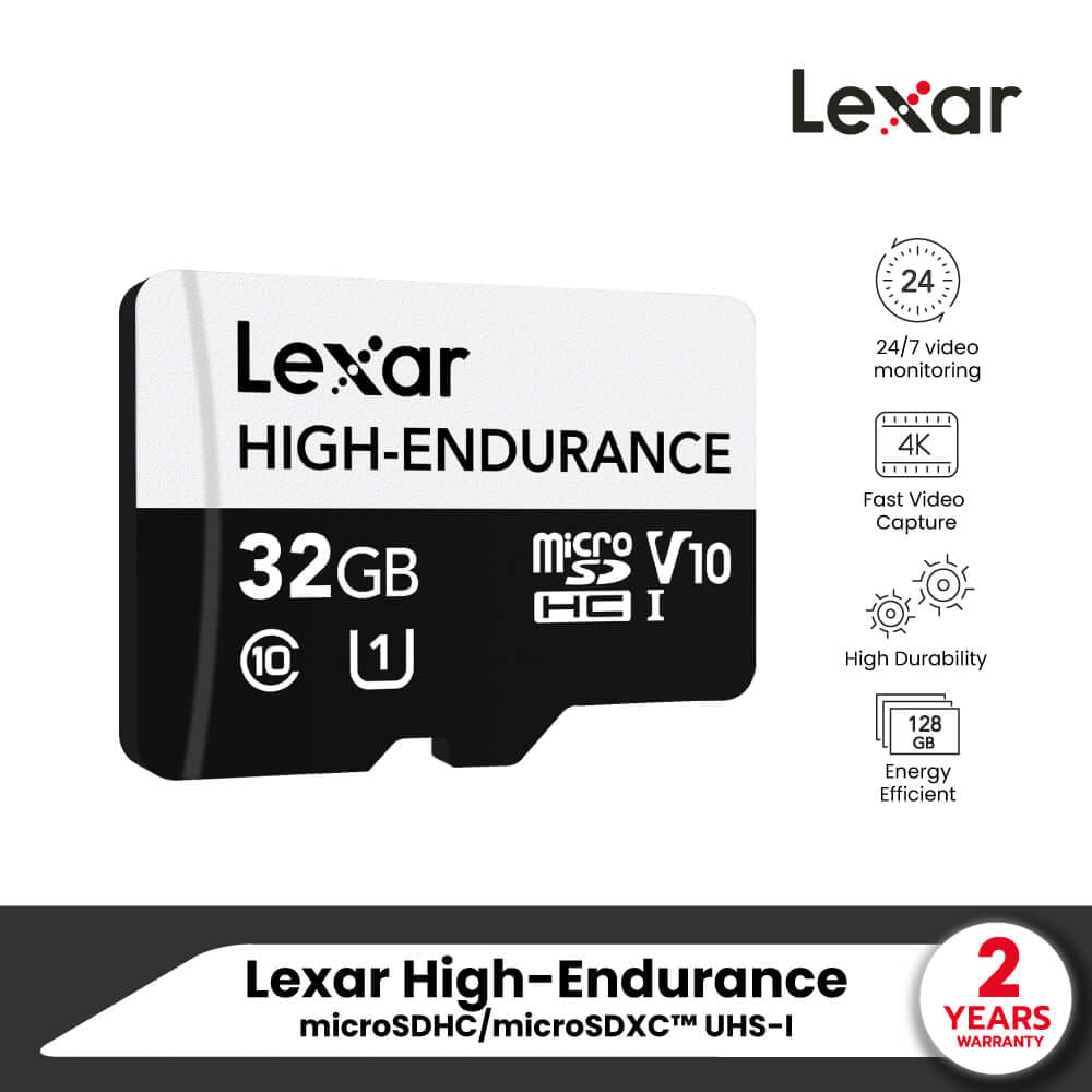 การ์ดหน่วยความจำ ไมโครเอสดีการ์ด LEXAR HIGH-ENDURANCE 32GB MICROSD CARD SPEED 100MB/S (LMSHGED032G) SUPPORTS 1080P FULL-HD AND 4K VIDEO_7