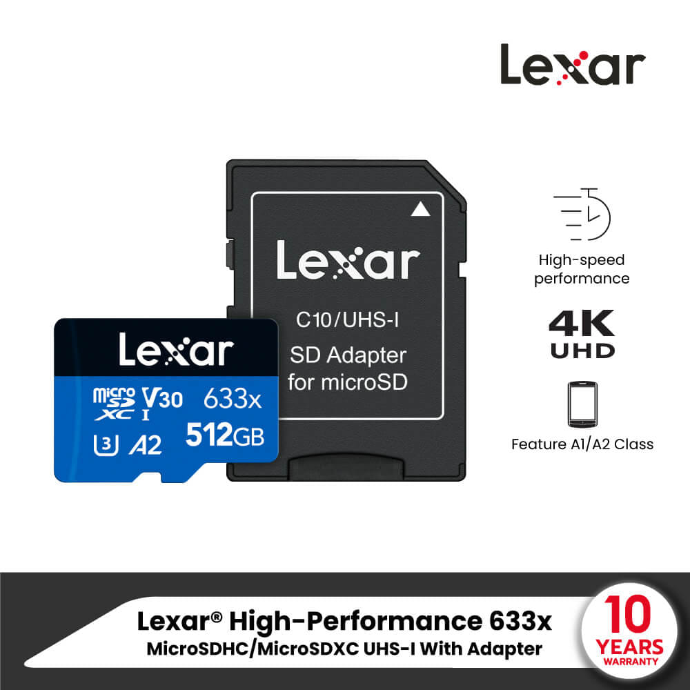 การ์ดหน่วยความจำ ไมโครเอสดีการ์ด LEXAR 633X MICROSD CARD 512GB WADAPTER RW100/70MB/S (LSDMI512BB633A)_7