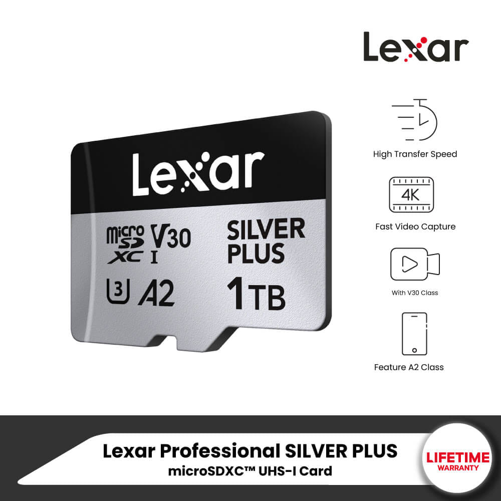 การ์ดหน่วยความจำ ไมโครเอสดีการ์ด LEXAR PROFESSIONAL SILVER PLUS MICROSD CARD 1TB READ 205MB/S WRITE150MB/S (LMSSIPL001T-BNANG)_6