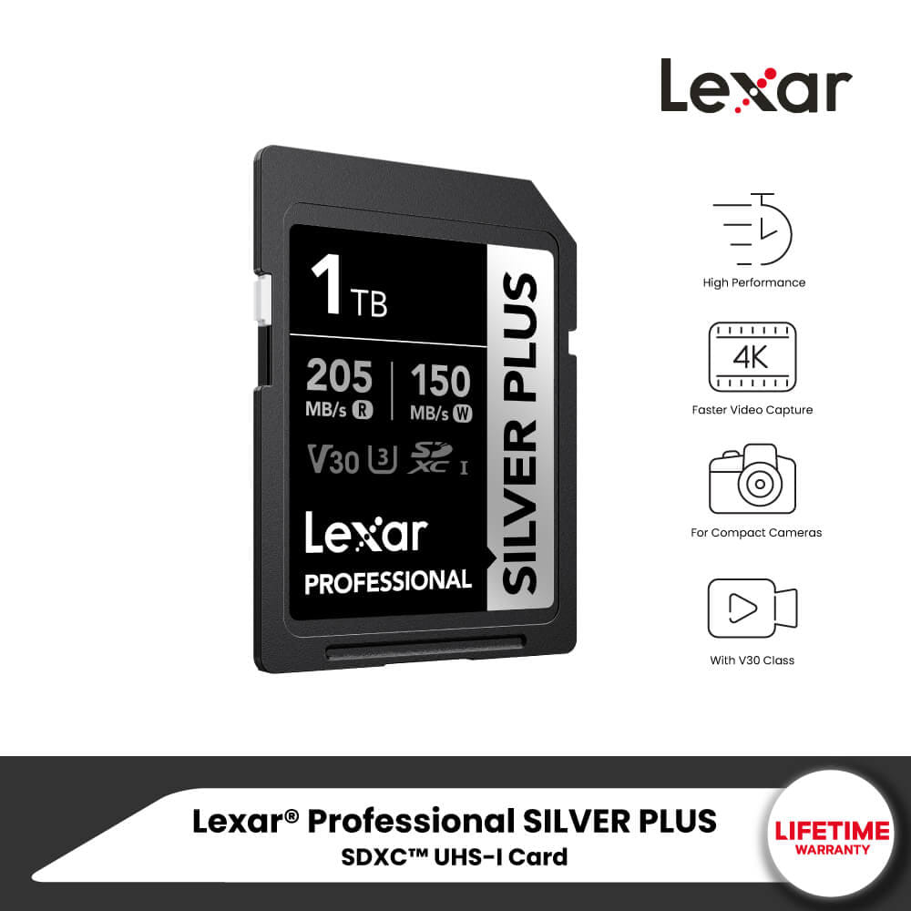 การ์ดหน่วยความจำ เอสดีการ์ด LEXAR SILVER PLUS 1TB UHS-I U3 V30 SD CARD FULL-HD 3D 4K RW205/150MB/S ZLSDSIPL001T-BNNNG)_7