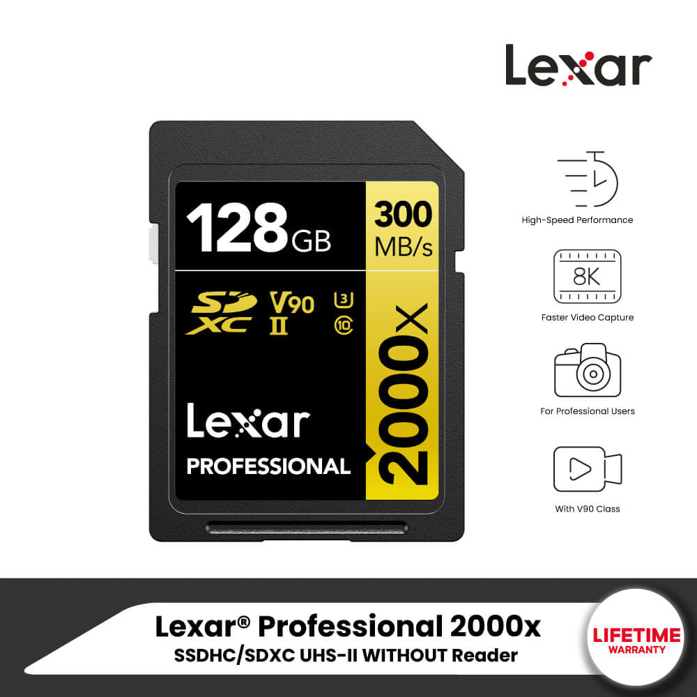การ์ดหน่วยความจำ เอสดีการ์ด LEXAR SD2000X 128GB UHS-II U3 V90 SD CARD FULL-HD 3D 4K 8K RW300/260MB/S (LSD2000128G)_7