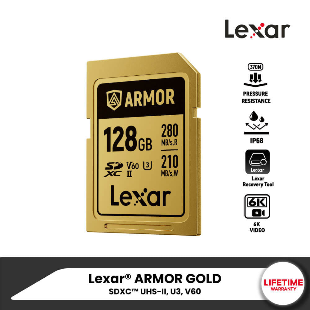 การ์ดหน่วยความจำ เอสดีการ์ด LEXAR ARMOR GOLD 128GB SD CARD FULL-HD 6K RW280/205MB/S (LSDAMGL128G-RNNNG)_8