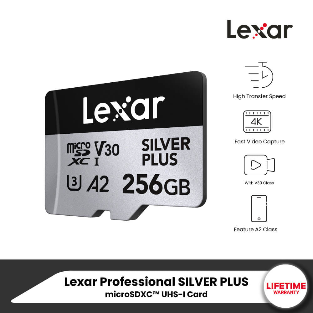 การ์ดหน่วยความจำ เอสดีการ์ด LEXAR PROFESSIONAL SILVER PLUS MICROSD CARD 256GB READ 205MB/S WRITE150MB/S (LMSSIPL256G-BNANG)_7