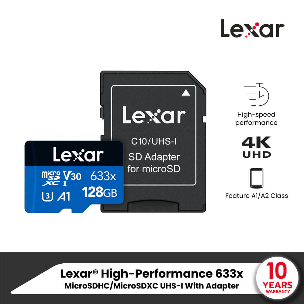 การ์ดหน่วยความจำ ไมโครเอสดีการ์ด LEXAR 633X MICROSD CARD 128GB WADAPTER RW100/45MB/S (LSDMI128BB633A)_6