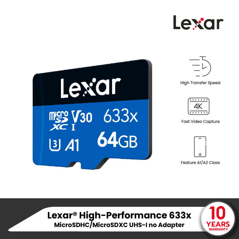 การ์ดหน่วยความจำ ไมโครเอสดีการ์ด LEXAR 633X MICROSD CARD 64GB NOADAPTER UPTO 100MB/S READ (LMS0633064G)_6