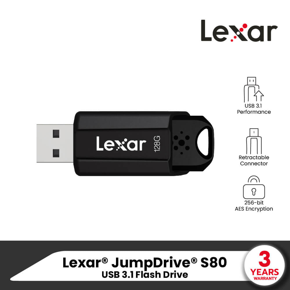 แฟลชไดรฟ์ Lexar S80 128GB USB 3.1 Flash Drive