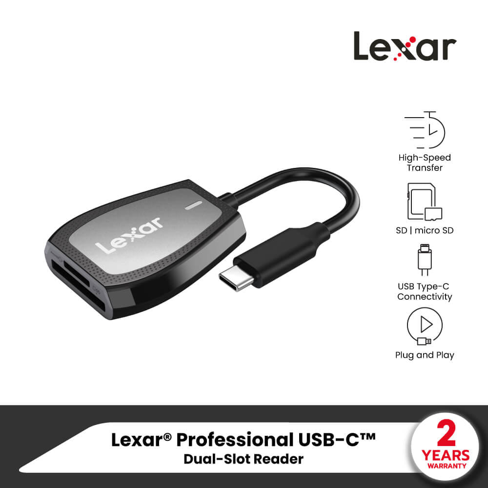 การ์ดรีดเดอร์ Lexar Dual-Slot SD/MicroSD Card, USB-C