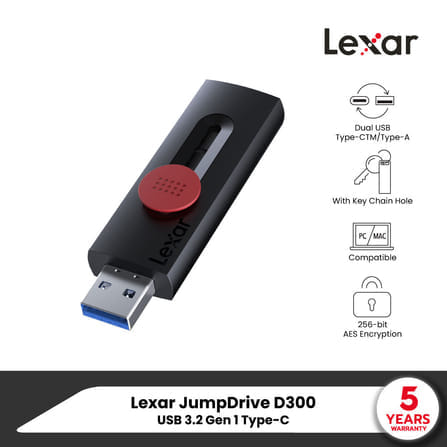 แฟลชไดรฟ์ Lexar JumpDrive Dual Drive D300 128GB USB 3.2 Gen 1 Type-C_9