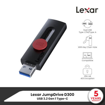 แฟลชไดรฟ์ Lexar JumpDrive Dual Drive D300 32GB USB 3.2 Gen 1 Type-C_8