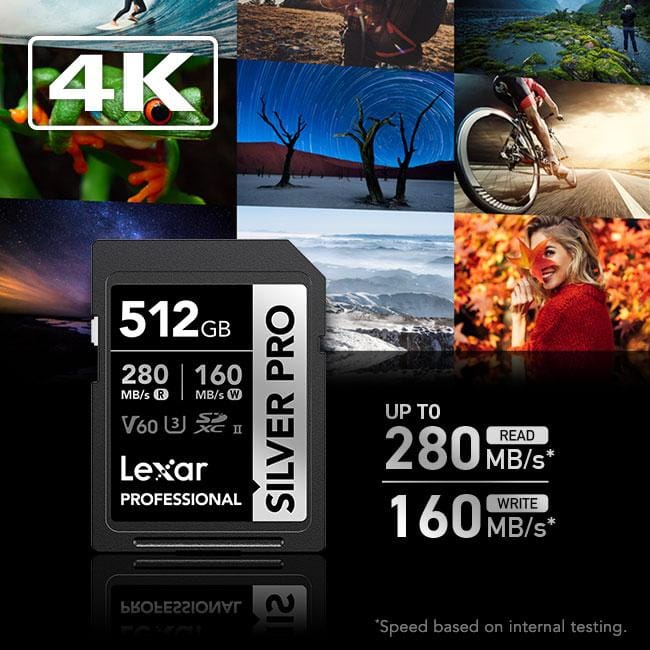 การ์ดหน่วยความจำ เอสดีการ์ด LEXAR SILVER PRO 512GB UHS-II U3 V60 SD CARD FULL-HD 3D 4K RW280/160MB/S (LSDSIPR512G)_3