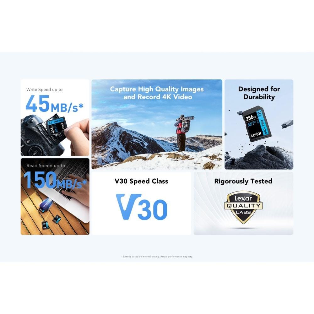 การ์ดหน่วยความจำ เอสดีการ์ด LEXAR 800XPRO 256GB SD CARD BLUE SERIES FULL-HD 4K RW150/45MB/S (LSD0800P256G-BNNNG)_2