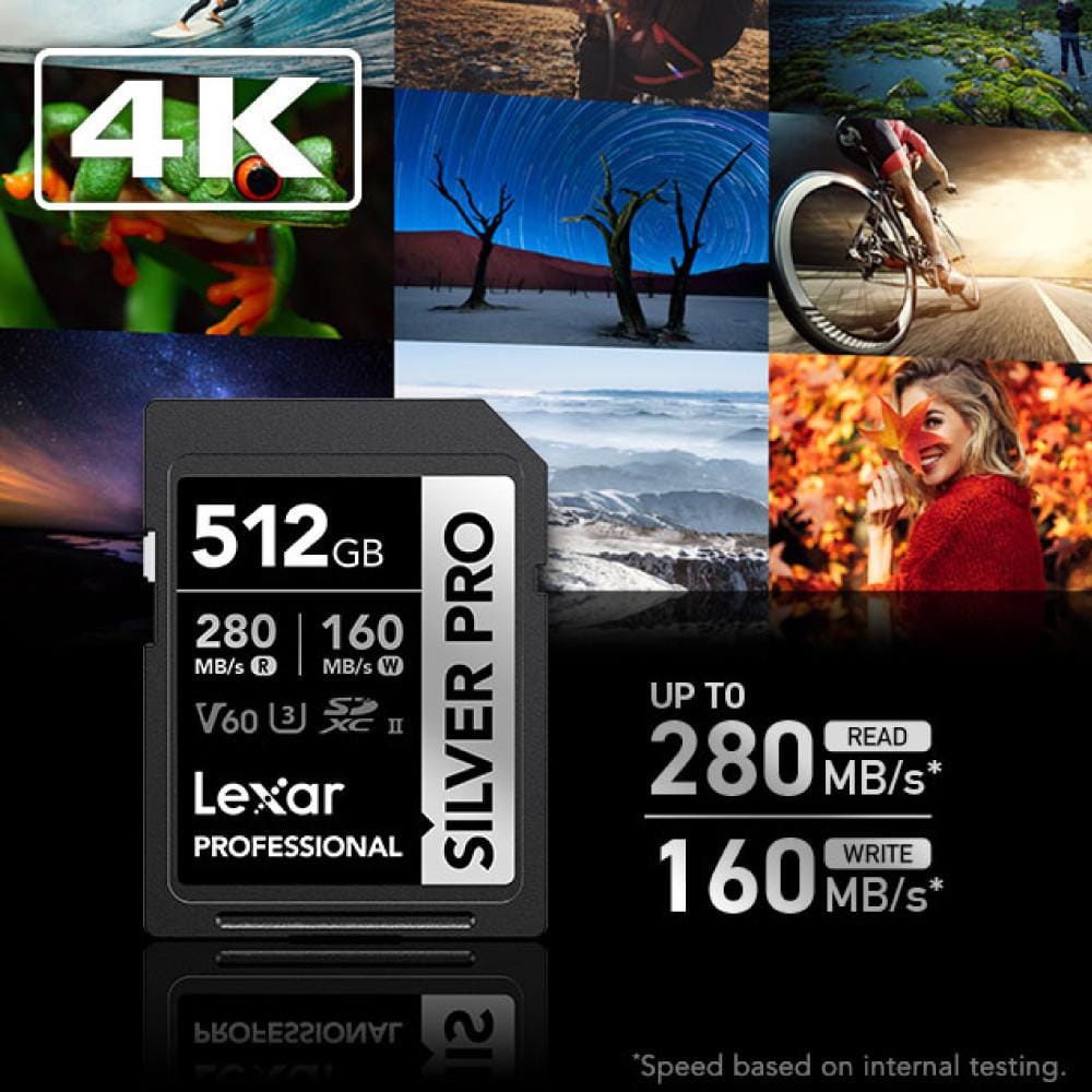 การ์ดหน่วยความจำ เอสดีการ์ด LEXAR SILVER PRO 128GB UHS-II U3 V60 SD CARD FULL-HD 3D 4K RW280/120MB/S (LSDSIPR128G)_4