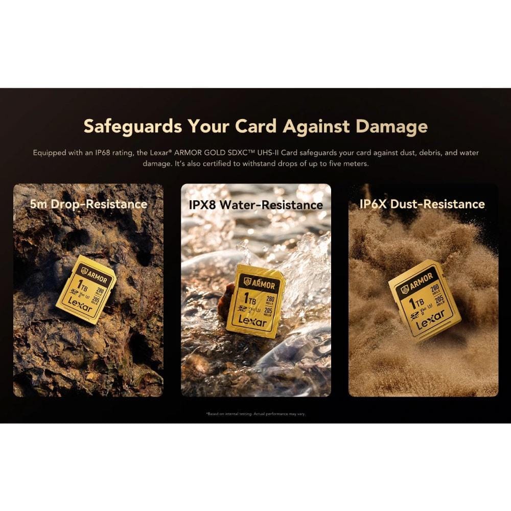 การ์ดหน่วยความจำ เอสดีการ์ด LEXAR ARMOR GOLD 128GB SD CARD FULL-HD 6K RW280/205MB/S (LSDAMGL128G-RNNNG)_5