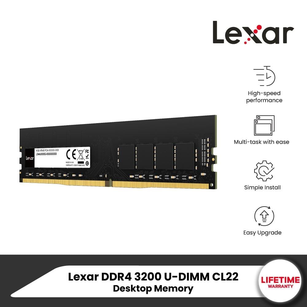 แรมพีซี LEXAR 8GB DDR4/3200MHZ CL22 U-DIMM RAM PC DESKTOP MEMORY (4AU008G-B3200)_5