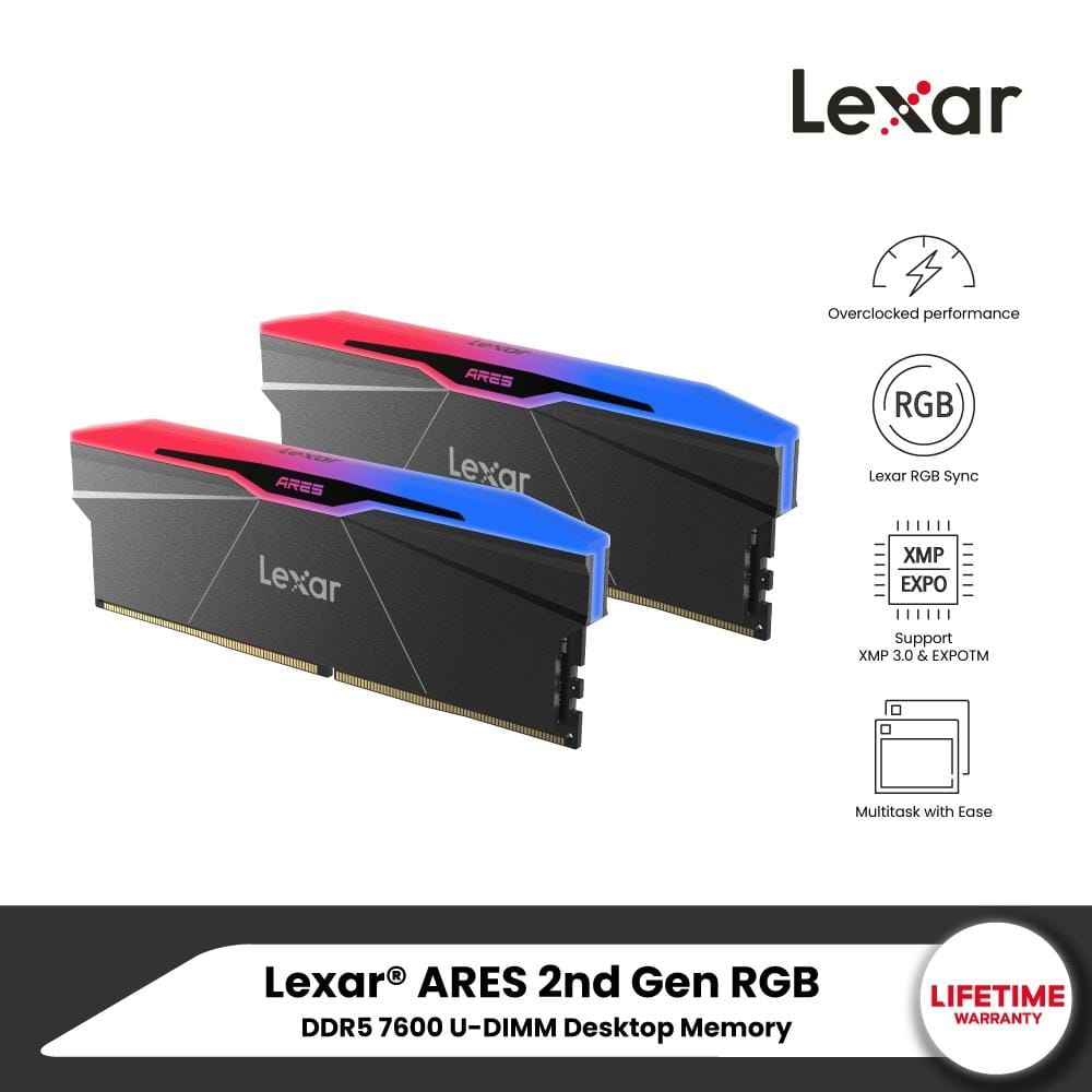 แรมพีซี LEXAR® ARES RGB 2ND GEN DDR5 DESKTOP MEMORY 7600 48GB KIT (LD5U24G76C38BR-RGD)_5