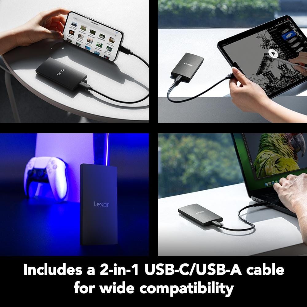 เอสเอสดีพกพา Lexar PortableSSD SL300 2TB 2 in 1 USB-C / USB-A (LSL300002T-RNBNG)_6