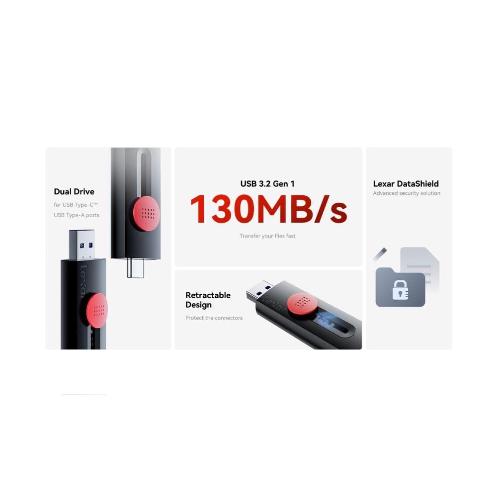 แฟลชไดรฟ์ Lexar JumpDrive Dual Drive D300 256GB USB 3.2 Gen 1 Type-C_3