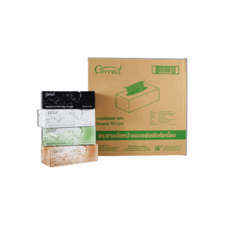 กระดาษเช็ดหน้า CORRECT หนา 2 ชั้น บรรจุ 150 แผ่น/กล่อง X 36 กล่อง คละสี [ยกลัง]_0