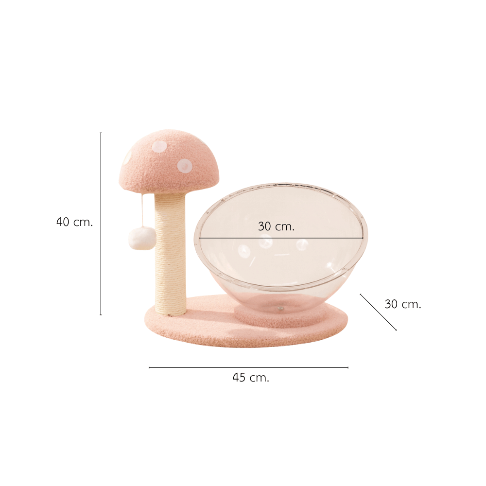 บ้านเห็ดแมวพร้อมโดมใส PETELLE รุ่น MUSHROOM LOUNGE ไซส์ S_0