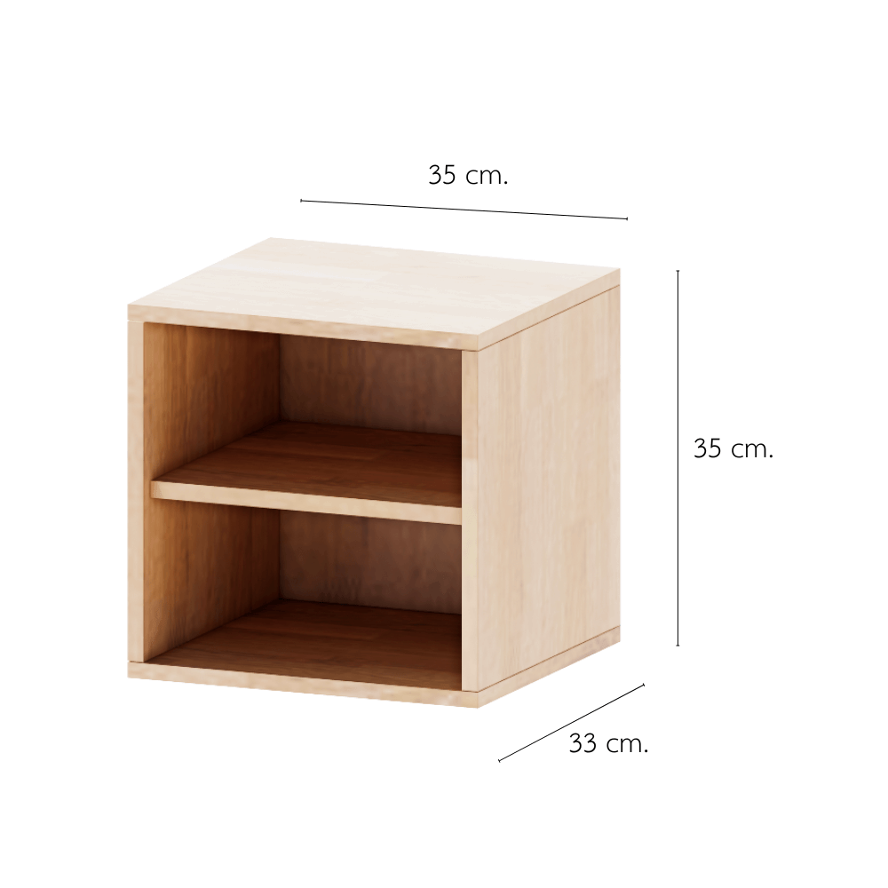 ตู้เตี้ยบานโล่ง 2 ชั้น PETELE รุ่น CUBE BOX02 ขนาด 35X33X35 ซม.สีไม้