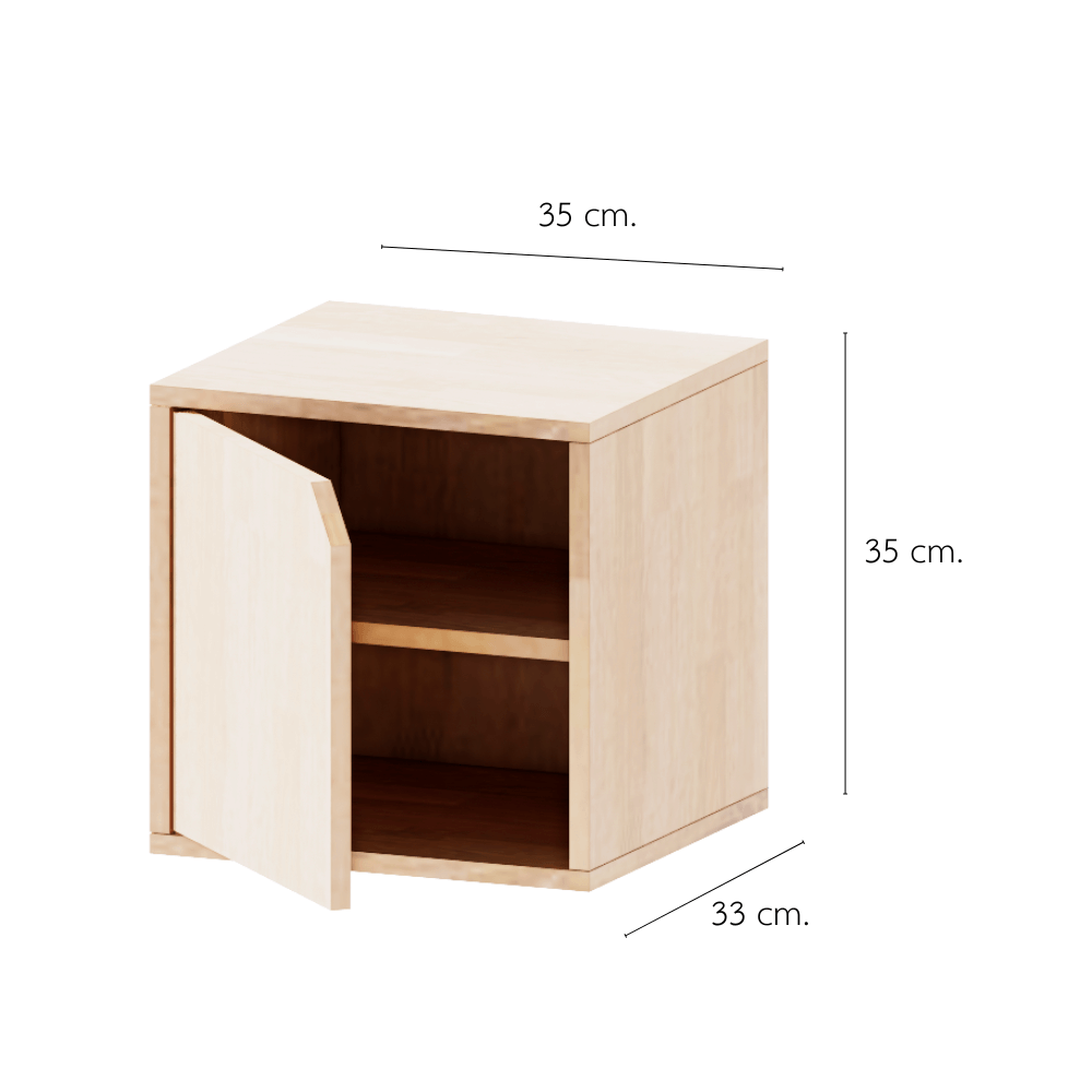 ตู้เตี้ยบานเปิด 2 ชั้น PETELE รุ่น CUBE BOX04 ขนาด 35X33X35 ซม.สีไม้