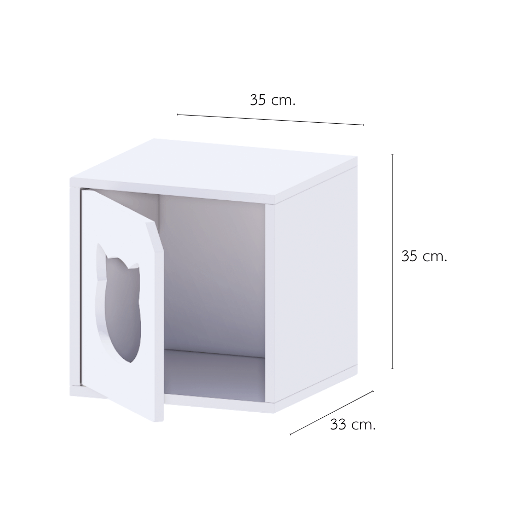 ตู้เตี้ยบานเปิด PETELE รุ่น CUBE BOX05 ลายรูปแมว ขนาด 35X33X35 ซม.สีขาว